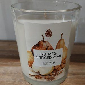 Jewel Scent 10oz Nutmeg and Spiced Pear Candle with Surprise Necklace